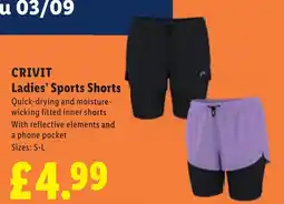 Lidl Crivit ladies' sports shorts offer