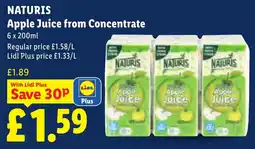 Lidl Naturis apple juice from concentrate offer