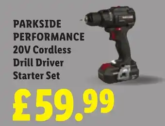 Parkside performance 20v cordless drill driver starter set