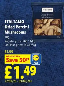Lidl Italiamo Dried Porcini Mushrooms offer