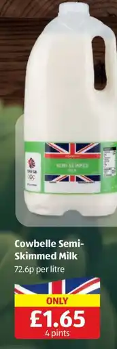 Aldi Cowbelle Semi-Skimmed Milk offer