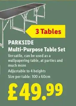 Lidl PARKSIDE Multi-Purpose Table Set offer