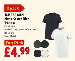 Lidl ESMARA MEN Men's Cotton Rich T-Shirts offer