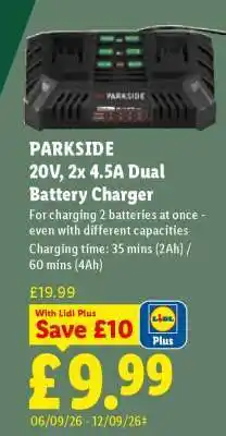 Lidl PARKSIDE 20V 2x 4.5A Dual Battery Charger offer