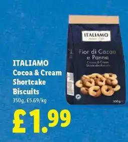 Lidl ITALIAMO Cocoa & Cream Shortcake Biscuits offer