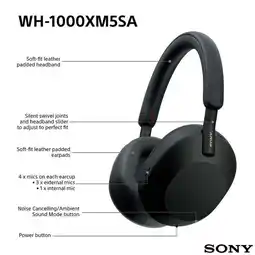 Costco Sony WH-1000XM5SA Over-Ear Wireless Headphones in Black offer