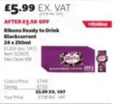 Costco Ribena ready to drink blackcurrant offer