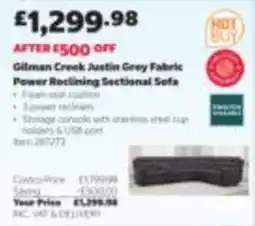 Costco Gilman Creek Justin Grey Fabric Power Reclining Sectional Sofa offer