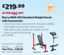 Costco Marcy Mwb-5511 Standard Weight Bench With Accessories offer