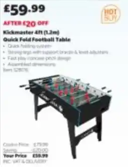 Costco Kickmaster 4ft Quick Fold Football Table offer