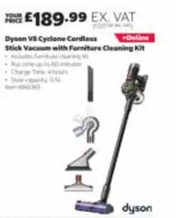 Costco Dyson V8 Cyclone Cordless Stick Vacuum with Furniture Cleaning Kit offer