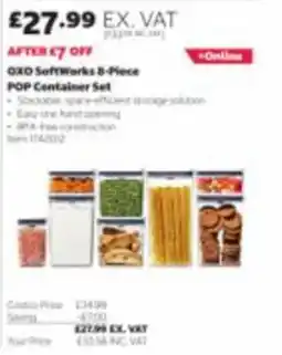 Costco Oxo softworks 8-piece pop container set offer