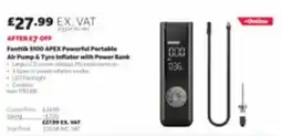 Costco Fanttik S100 APEX Powerful Portable Air Pump & Tyre Inflator with Power Bank offer