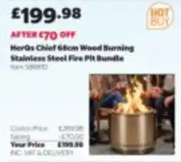 Costco Herqs Chief 68cm Wood Burning Stainless Steel Fire Pit Bundle offer
