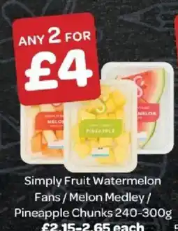 Spar Simply Fruit Watermelon Fans / Melon Medley / Pineapple Chunks offer