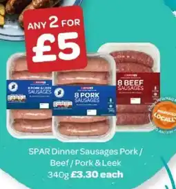Spar Spar dinner sausages pork / beef / pork & leek offer