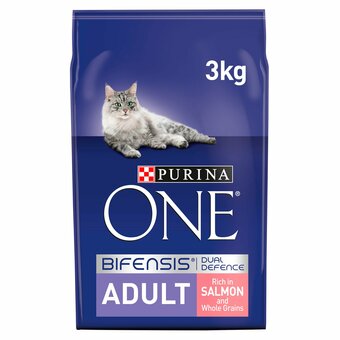 Tesco Purina One Cat Adult Salmon & Whole Grain 3Kg offer