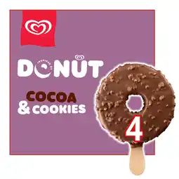 Iceland Wall's Donut Cocoa & Cookies Ice Cream Sticks 4x 62 ml offer