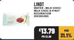 Bestway Lindt wafer - milk choc/ milk choc & h'nut offer