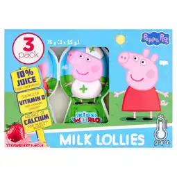 Iceland Peppa Pig Strawberry Flavour Milk Lollies 75g (3 x 25g) offer