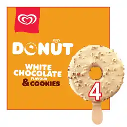 Iceland Wall's Donut White Chocolate & Cookies Ice Cream Sticks 4x 62 ml offer