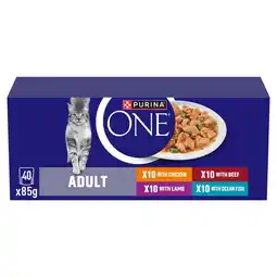 Iceland PURINA ONE Mini Fillets Mixed Selection in Gravy Wet Cat Food 40x85g offer
