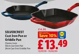 Lidl Silvercrest Cast Iron Pan or Griddle Pan offer