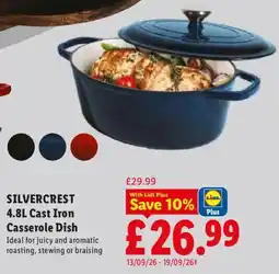 Lidl Silvercrest cast iron casserole dish offer