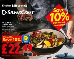 Lidl Silvercrest 3.7L Cast Iron Casserole Dish offer