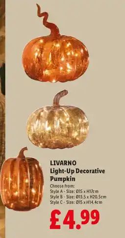 Lidl Livarno light-up decorative pumpkin offer