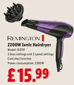 Lidl Remington 2200w ionic hairdryer offer