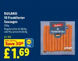 Lidl Dulano frankfurter sausages offer