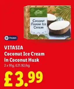 Lidl Vitasia coconut ice cream in coconut husk offer