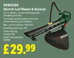 Lidl Parkside electric leaf blower & vacuum offer
