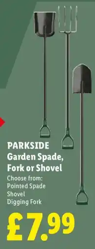 Lidl Parkside garden spade, fork or shovel offer