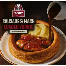 Iceland Toby Carvery Sausage & Mash Loaded Yorkie in a Rich Onion Gravy 400g offer