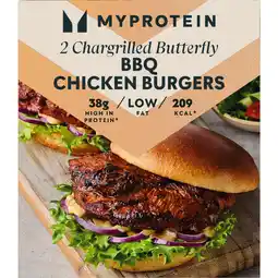 Iceland Myprotein 2 Chargrilled Butterfly BBQ Chicken Burgers 300g offer