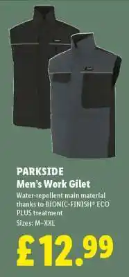 Lidl PARKSIDE Men's Work Gilet offer