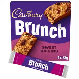 Iceland Cadbury Brunch Oats Raisin Chocolate Cereal Bars, 4 Pack Multipack 112g (4 x 28g) offer