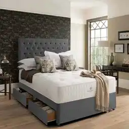 Costco Pocket Spring Bed Company Pemberley Mattress & Grey Divan with 4 Drawers in 3 Sizes offer