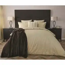 Costco Belledorm 540 Thread Count Satin Stripe Taupe Duvet Cover Set in 3 Sizes offer