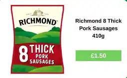 Morrisons Richmond 8 thick pork sausages offer