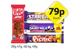 Londis KitKat, Cadbury Starbar, Dairy Milk Marvellous Creations, Picnic offer