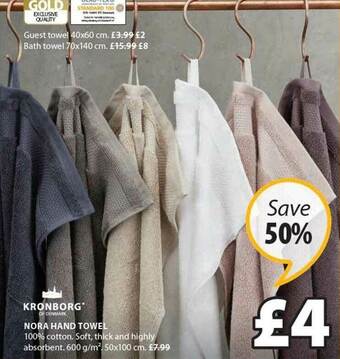 JYSK Kronborg Nora Hand Towel offer