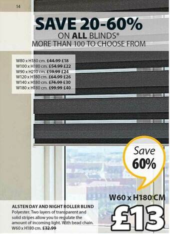JYSK Alsten Day And Night Roller Blind offer
