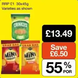 Booker Wholesale Crinklys mini crisps offer