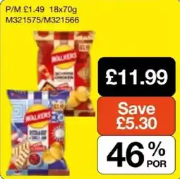 Booker Wholesale Walkers potato crisps offer
