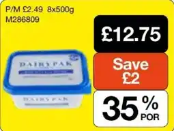 Booker Wholesale Dairypak butter offer