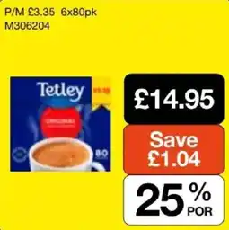 Booker Wholesale Tetley tea offer
