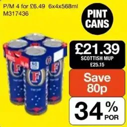 Booker Wholesale Scottish mup pint cans offer